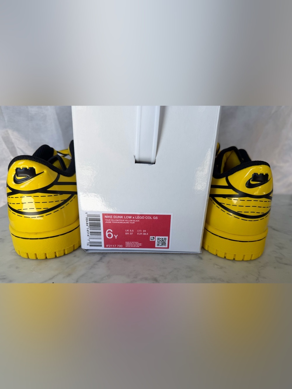 Nike Yellow and Black Dunk Low xLEGO Collaboration 6Y 8W